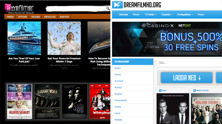 The Pirate Bay, Dreamfilm, Streaming, Film, Swefilmer